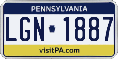 PA license plate LGN1887