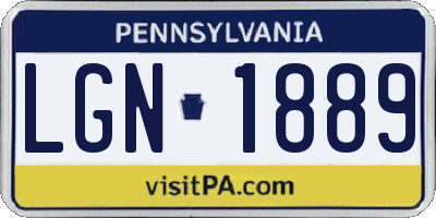 PA license plate LGN1889