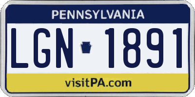 PA license plate LGN1891
