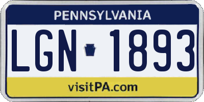 PA license plate LGN1893