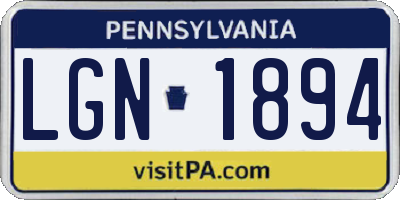 PA license plate LGN1894
