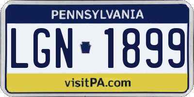 PA license plate LGN1899