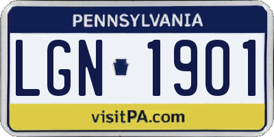 PA license plate LGN1901