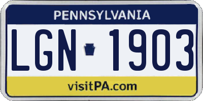 PA license plate LGN1903