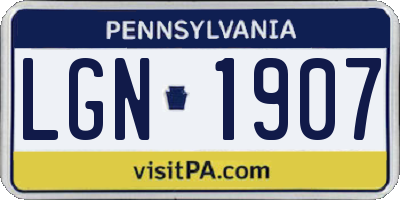 PA license plate LGN1907