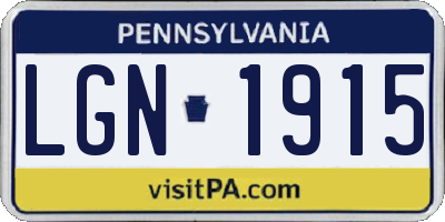 PA license plate LGN1915