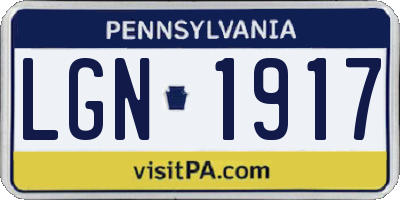 PA license plate LGN1917