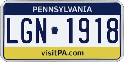 PA license plate LGN1918