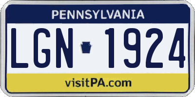 PA license plate LGN1924