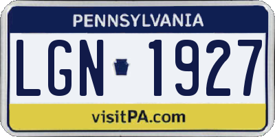 PA license plate LGN1927