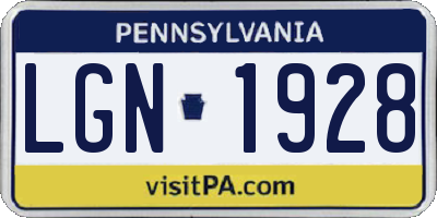PA license plate LGN1928