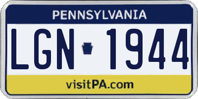 PA license plate LGN1944