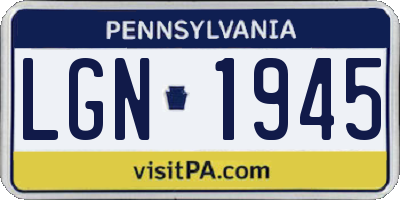 PA license plate LGN1945