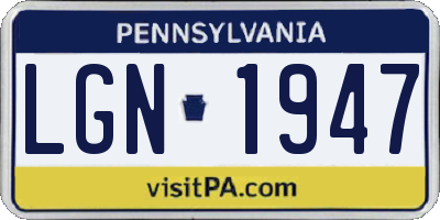 PA license plate LGN1947