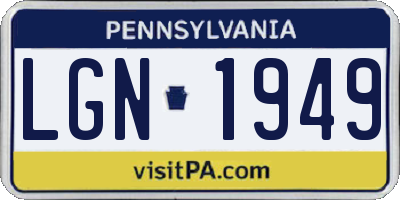 PA license plate LGN1949