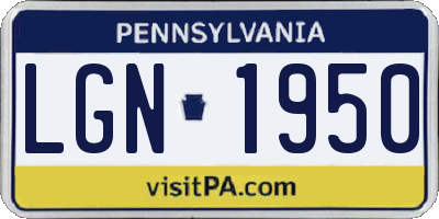 PA license plate LGN1950