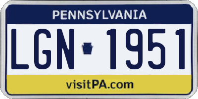 PA license plate LGN1951