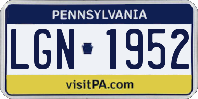 PA license plate LGN1952