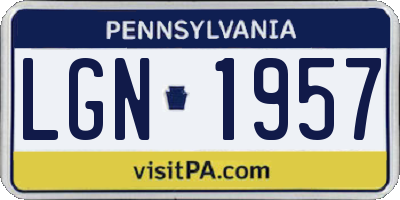 PA license plate LGN1957