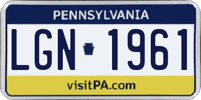 PA license plate LGN1961