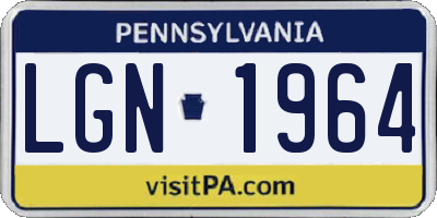 PA license plate LGN1964