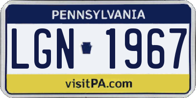 PA license plate LGN1967