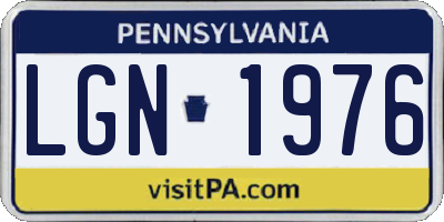 PA license plate LGN1976