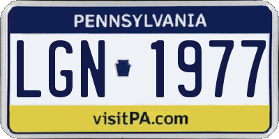PA license plate LGN1977