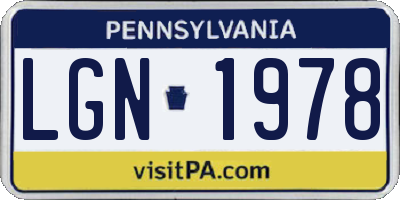 PA license plate LGN1978