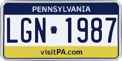 PA license plate LGN1987