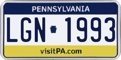 PA license plate LGN1993