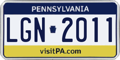 PA license plate LGN2011
