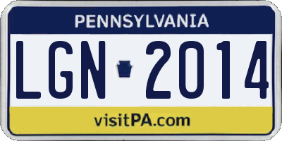 PA license plate LGN2014