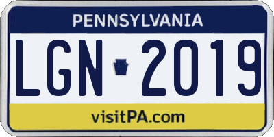 PA license plate LGN2019