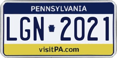 PA license plate LGN2021