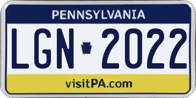 PA license plate LGN2022