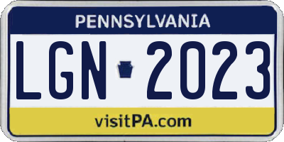PA license plate LGN2023