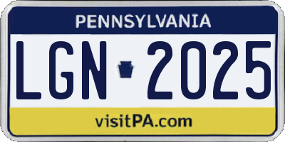 PA license plate LGN2025
