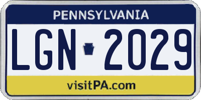 PA license plate LGN2029