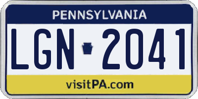 PA license plate LGN2041
