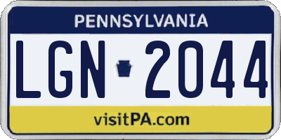 PA license plate LGN2044
