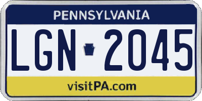 PA license plate LGN2045