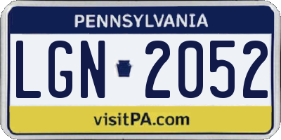 PA license plate LGN2052