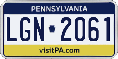 PA license plate LGN2061