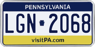 PA license plate LGN2068