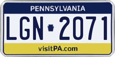PA license plate LGN2071