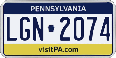PA license plate LGN2074