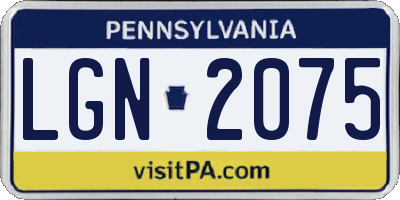 PA license plate LGN2075