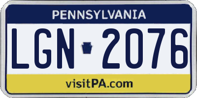 PA license plate LGN2076