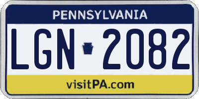 PA license plate LGN2082